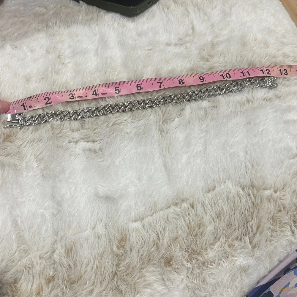 Rhinestone Cuban Link Dog Collar - Silver